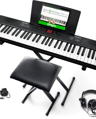 Alesis Melody 61 MK4 Keyboard Piano for Beginners with 61 Keys, Speakers, Stand, Bench, Headphones, Tablet/Sheet Music Stand, 300 Sounds and Music Lessons